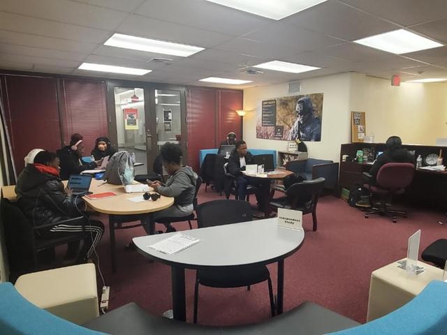 Students studying in a room